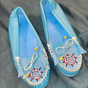Unk Turquoise Beaded Moccasins